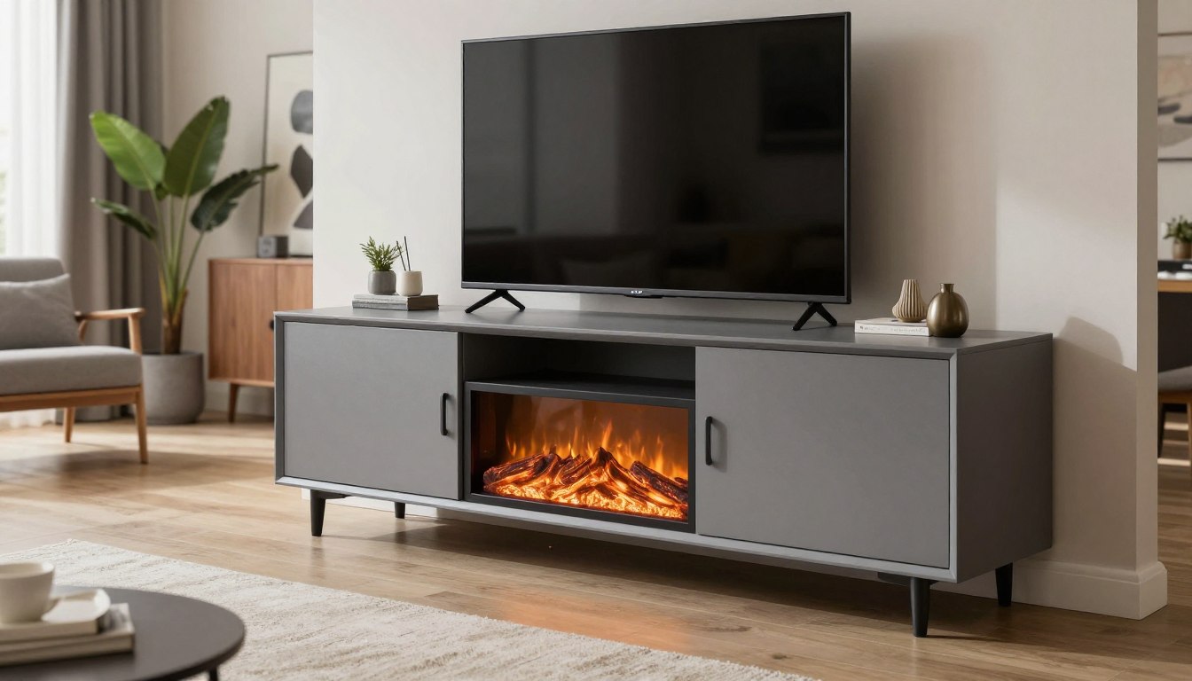 a design studio isaac electric fireplace tv stand gray