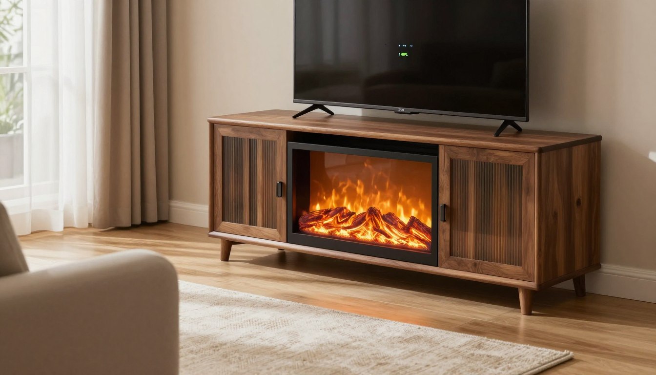 how much electricity does a fireplace tv stand use