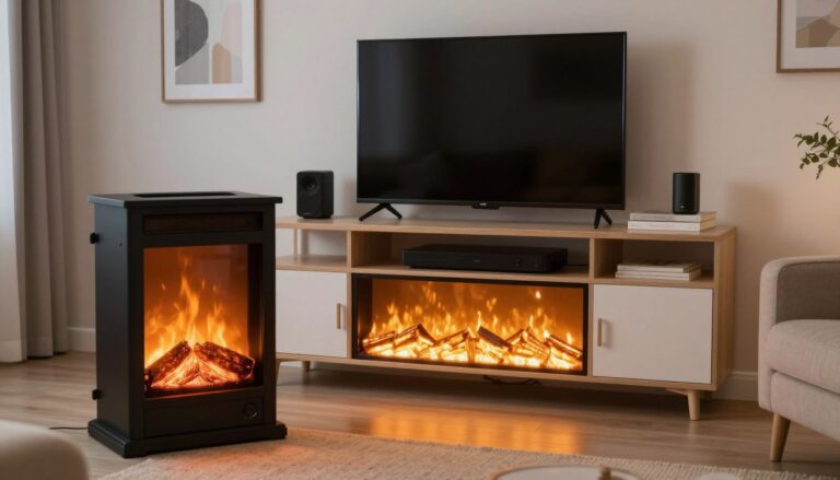 how much electricity does a tv stand fireplace use
