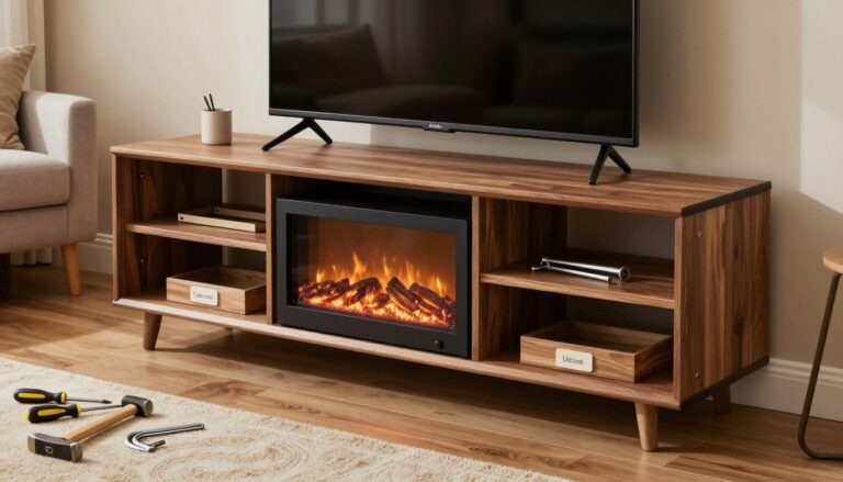 how to assemble tv stand with fireplace