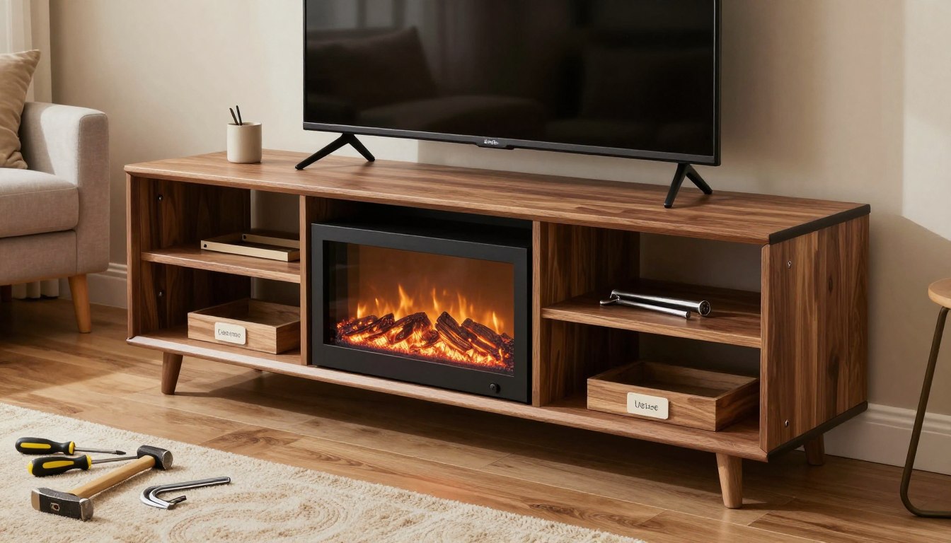 how to assemble tv stand with fireplace