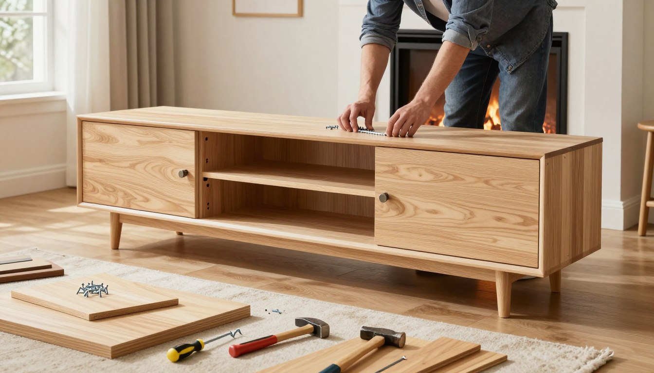 how to assemble walker edison tv stand with fireplace