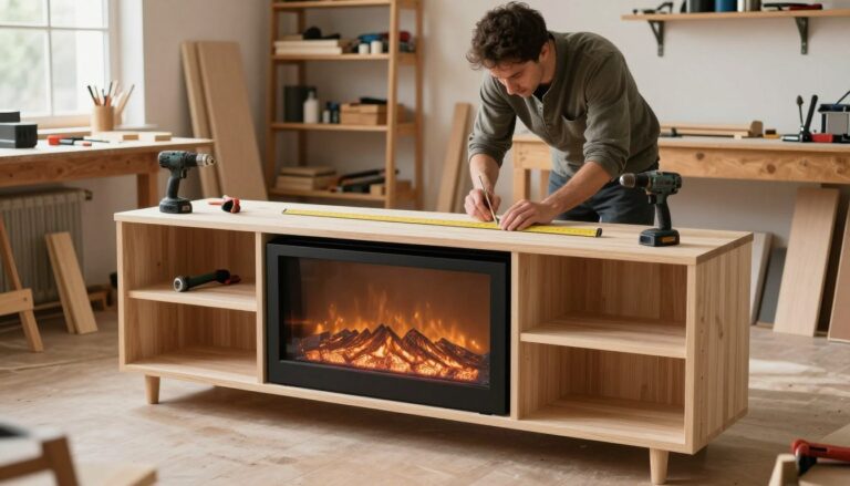 how to build a tv stand with electric fireplace