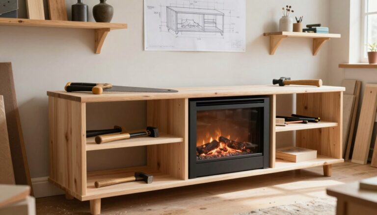 how to build a tv stand with fireplace