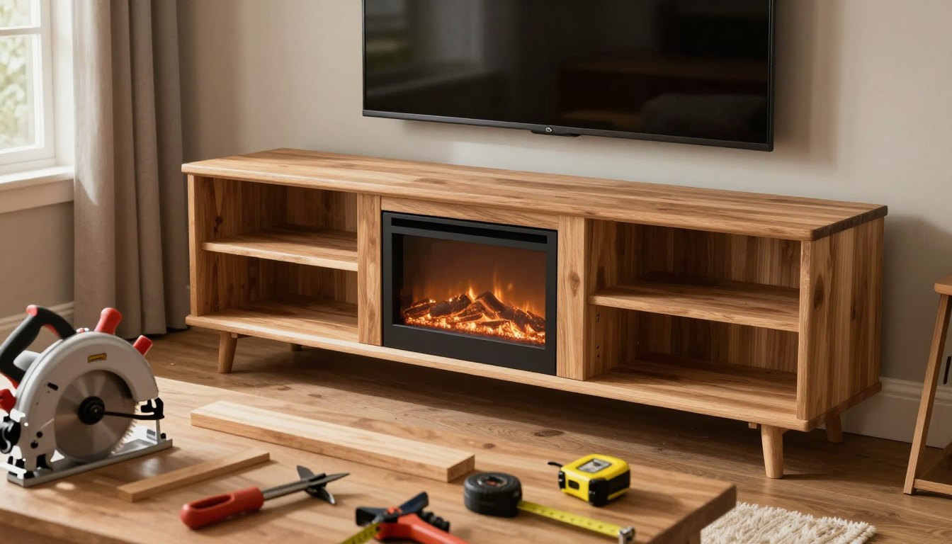 how to build a tv stand with fireplace insert