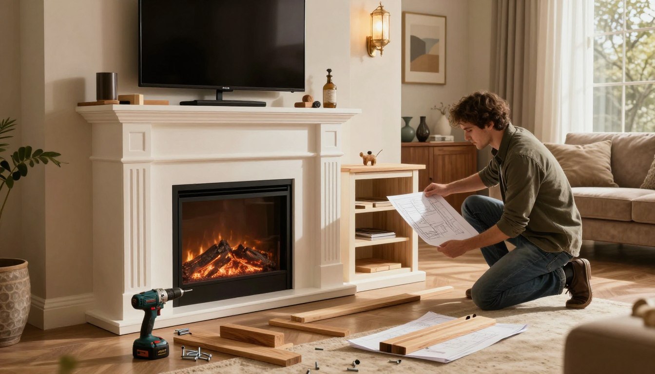how to build fireplace tv stand
