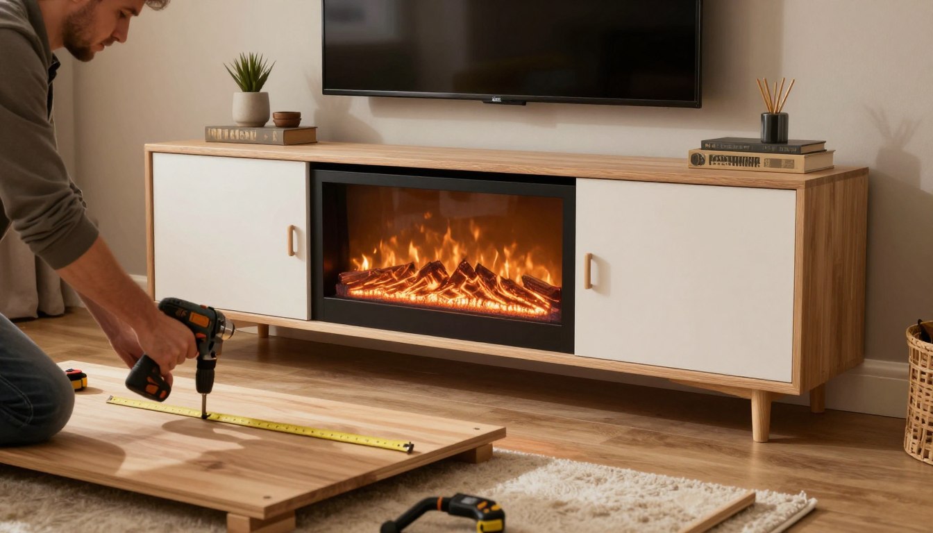 how to build tv stand with fireplace