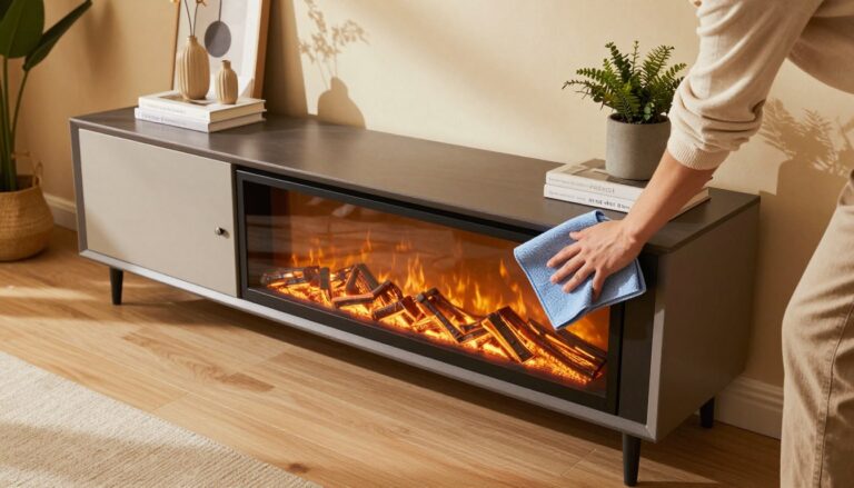 how to clean electric fireplace tv stand