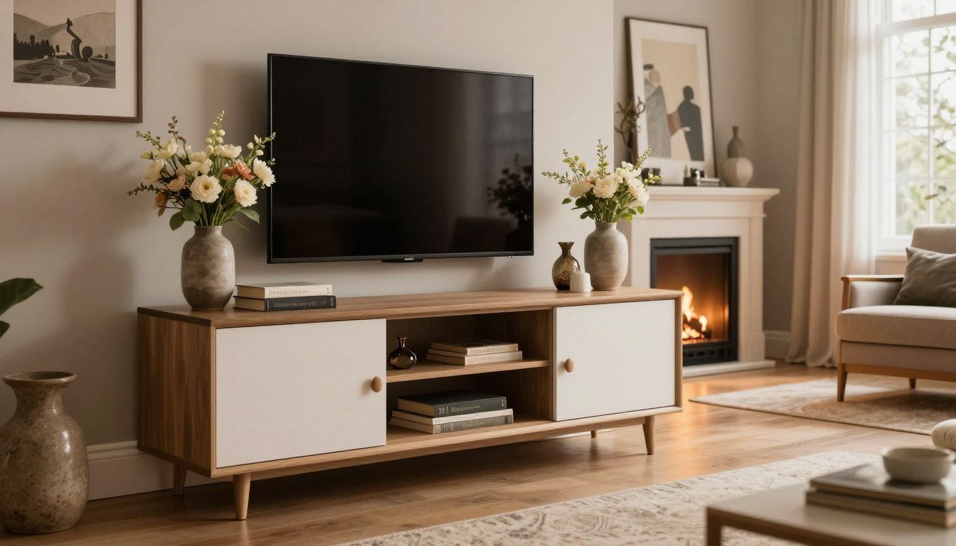how to decorate a fireplace tv stand
