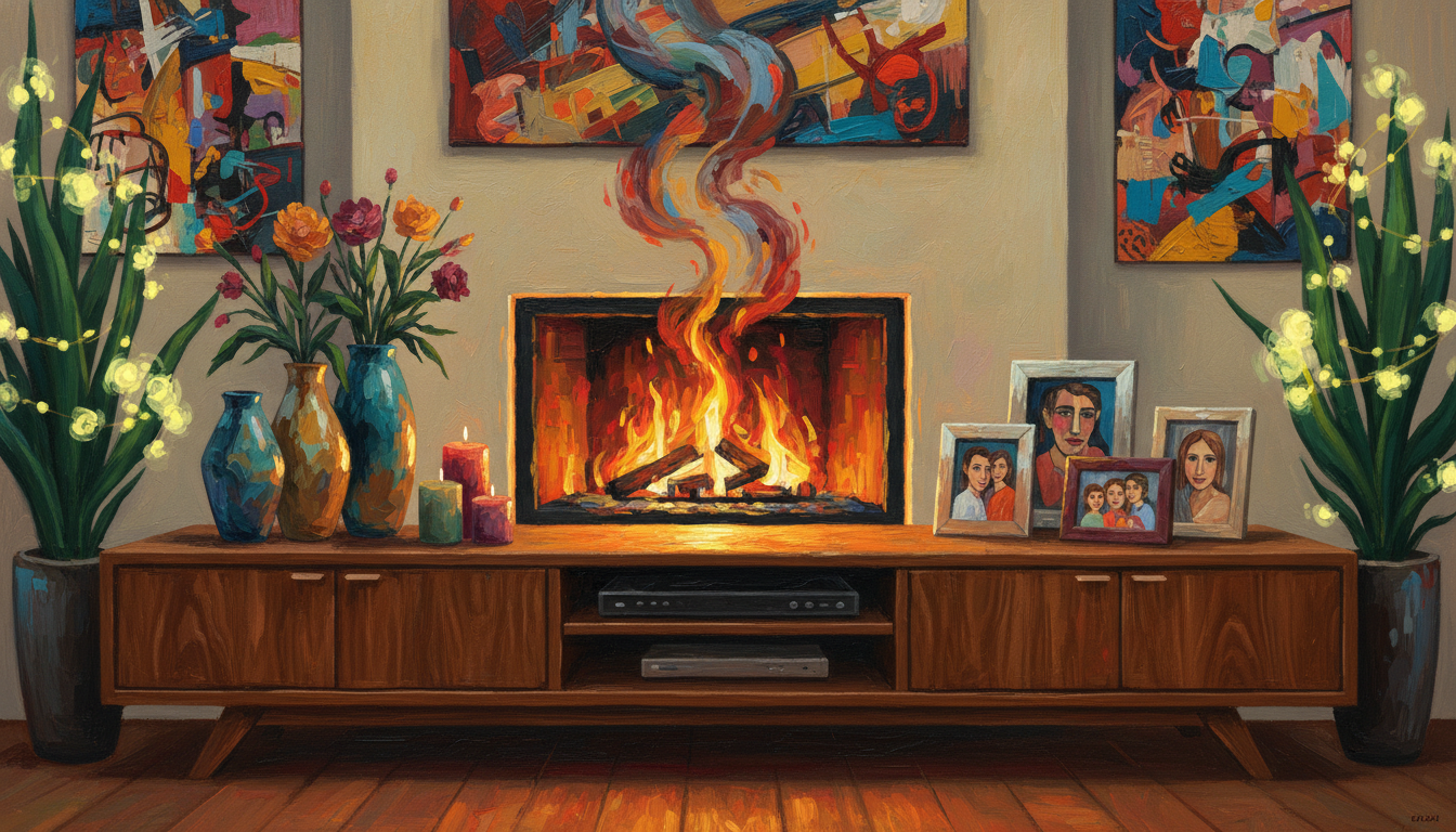 how to decorate fireplace tv stand