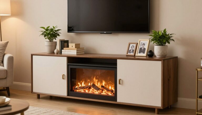 how to decorate tv fireplace stand
