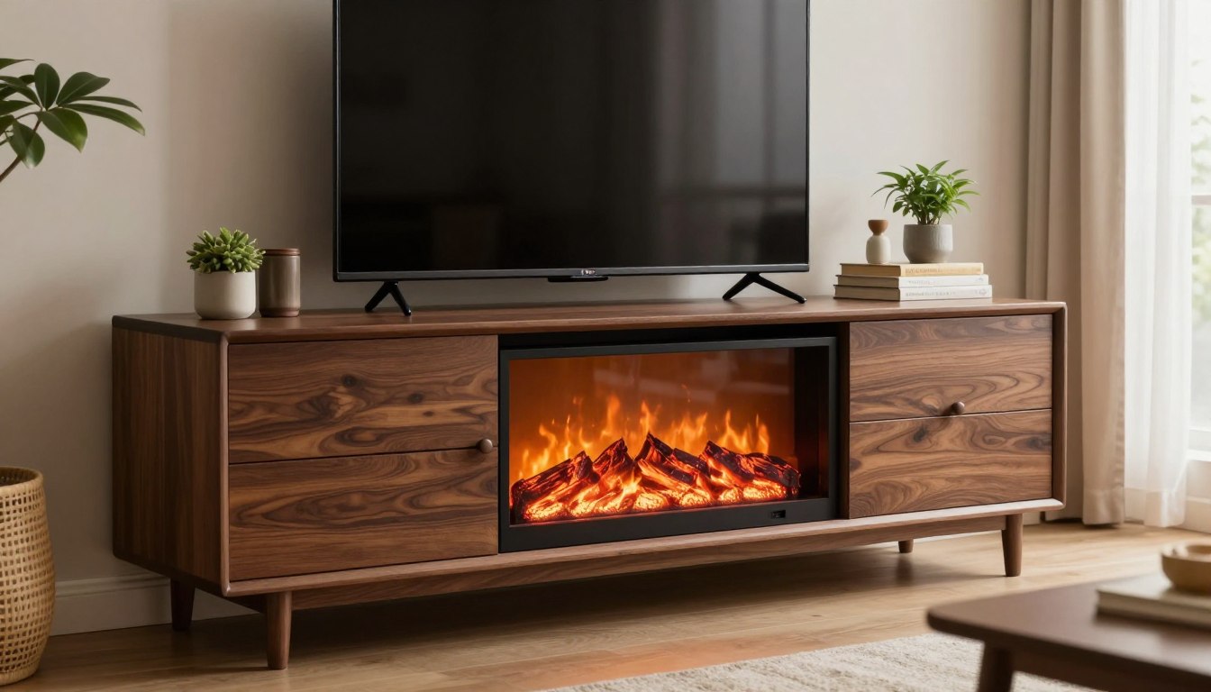 how to insert fireplace into tv stand