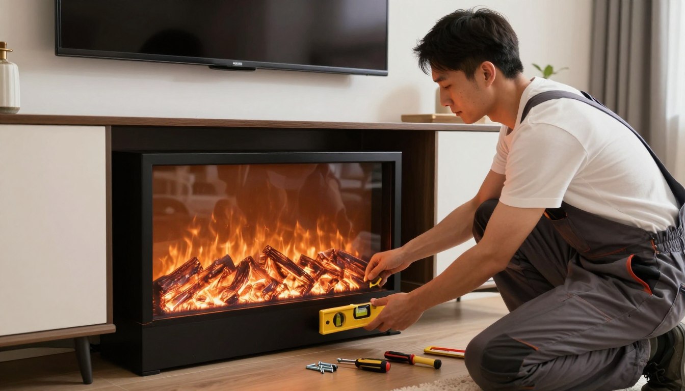how to install electric fireplace in tv stand