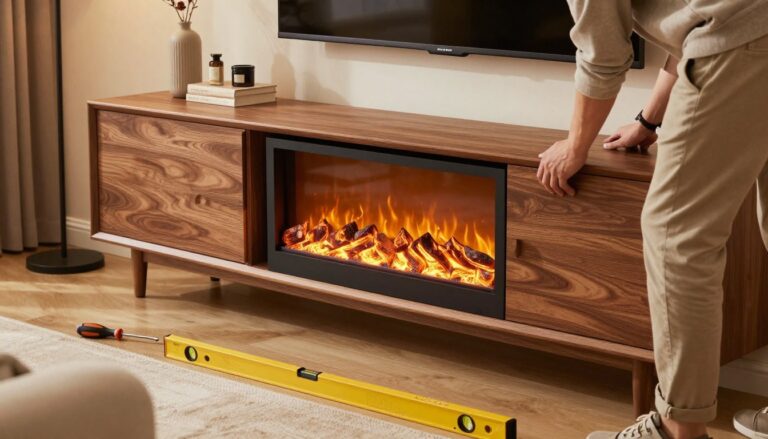 how to install fireplace insert in tv stand